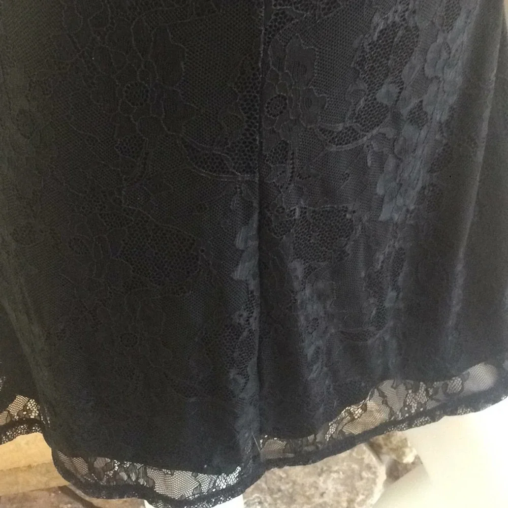 Express Off Shoulder Lace Black Dress High Neck Plunging Neck Women's Size XS - Picture 4 of 8